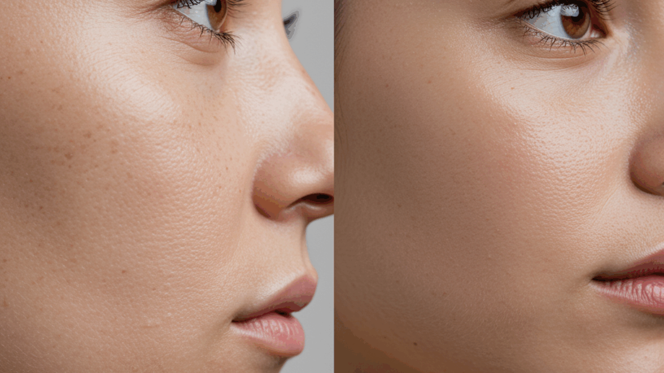 Before and after images showing results of chemical peel vs. skin resurfacing.