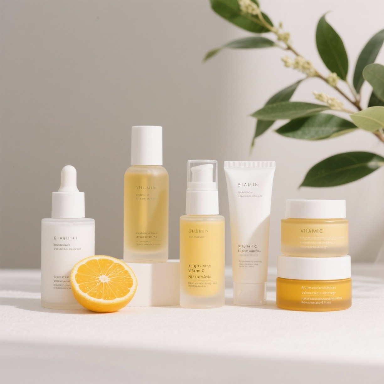 Natural skin brightening ingredients like vitamin C and niacinamide