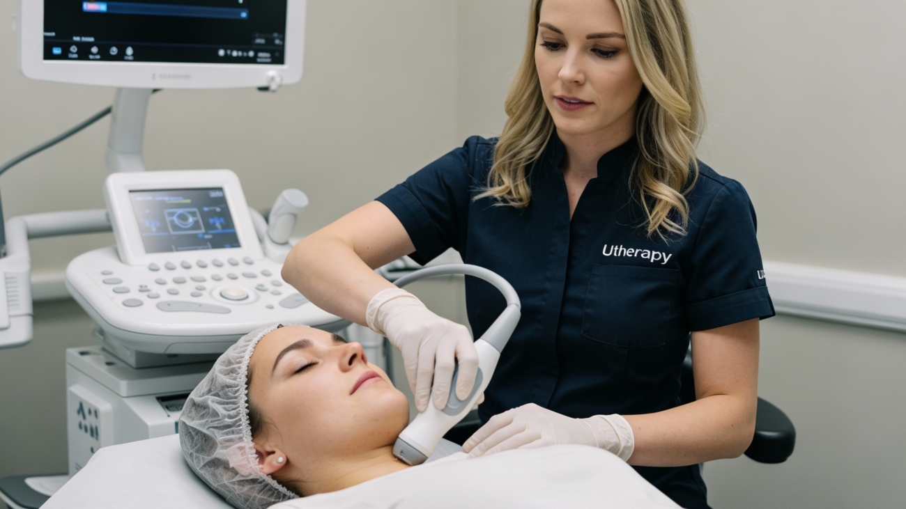 Ultherapy treatment performed by aesthetic expert