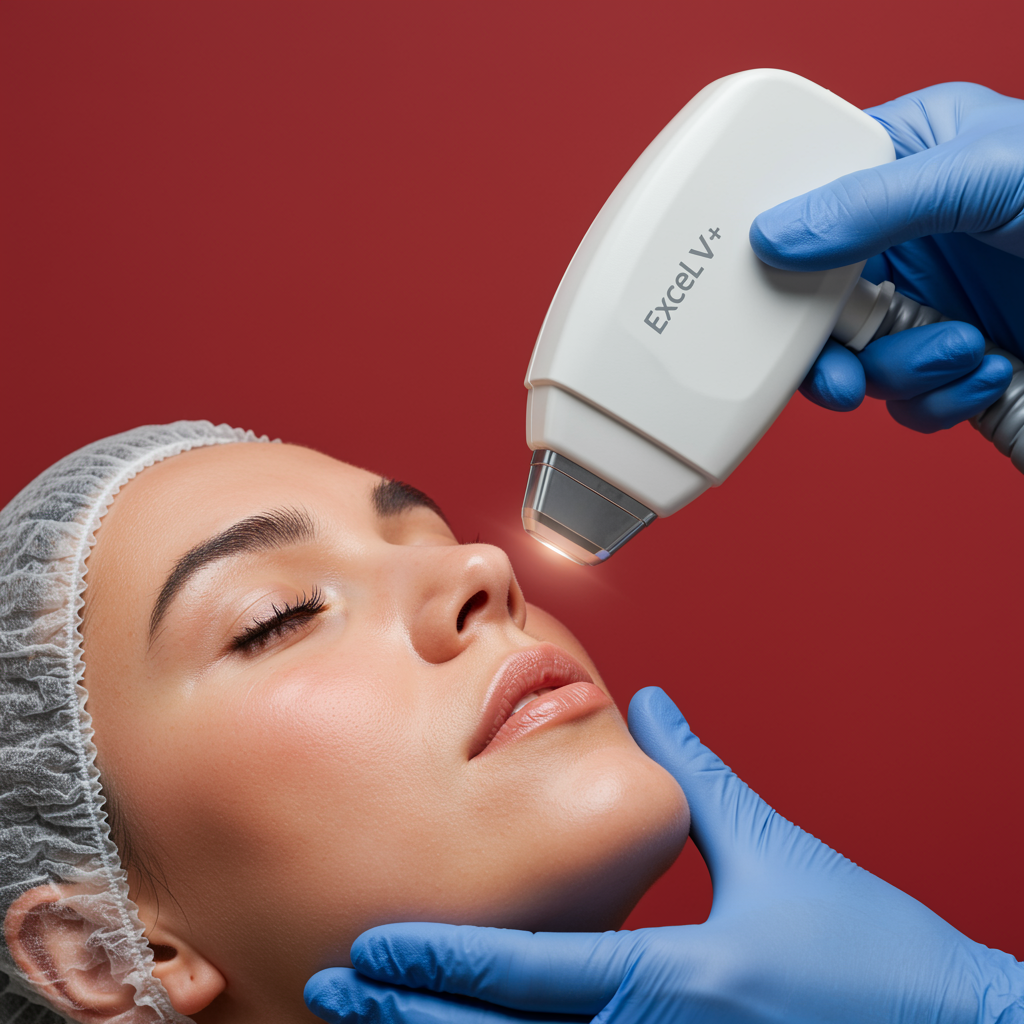 Excel V+ laser technology targeting facial redness