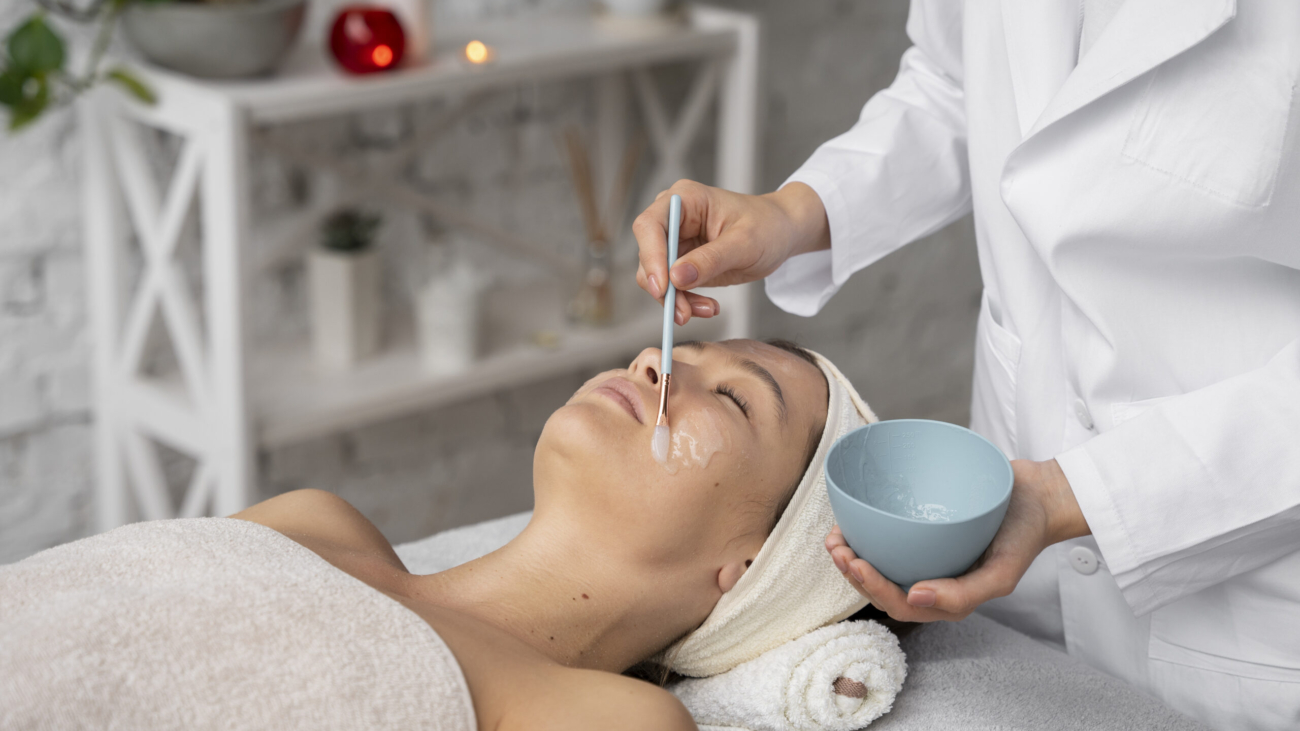 Winter spa facial treatment for calm and hydration