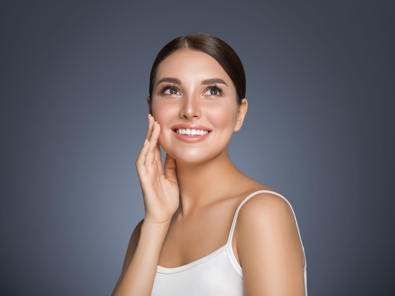 Radiant glowing skin after brightening treatment