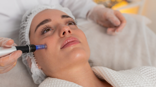 Woman receiving microneedling treatment before Ramadan