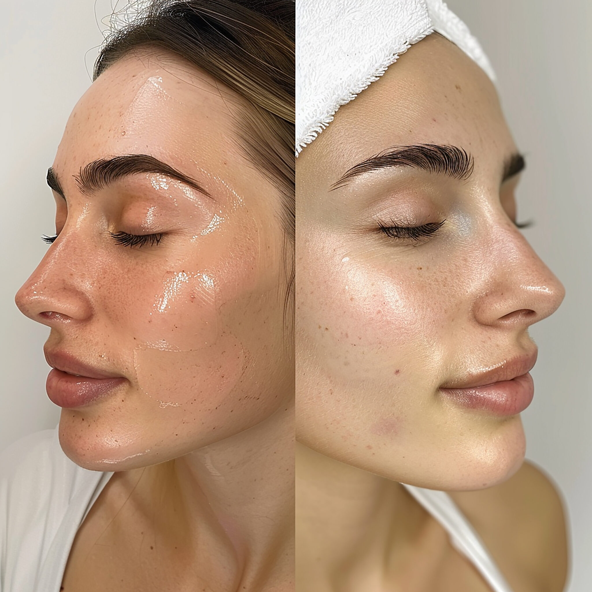 Before and after results of chemical peel showing smoother brighter skin